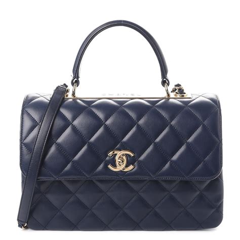 chanel bag navy blue flap 2018